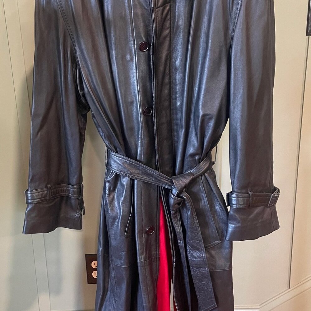 Moessmer Italian Black Leather  Men's Full-Length Coat